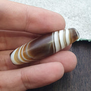 Unique himalayan tibetan agate bead suleimany eye & lines pattern agate amulet