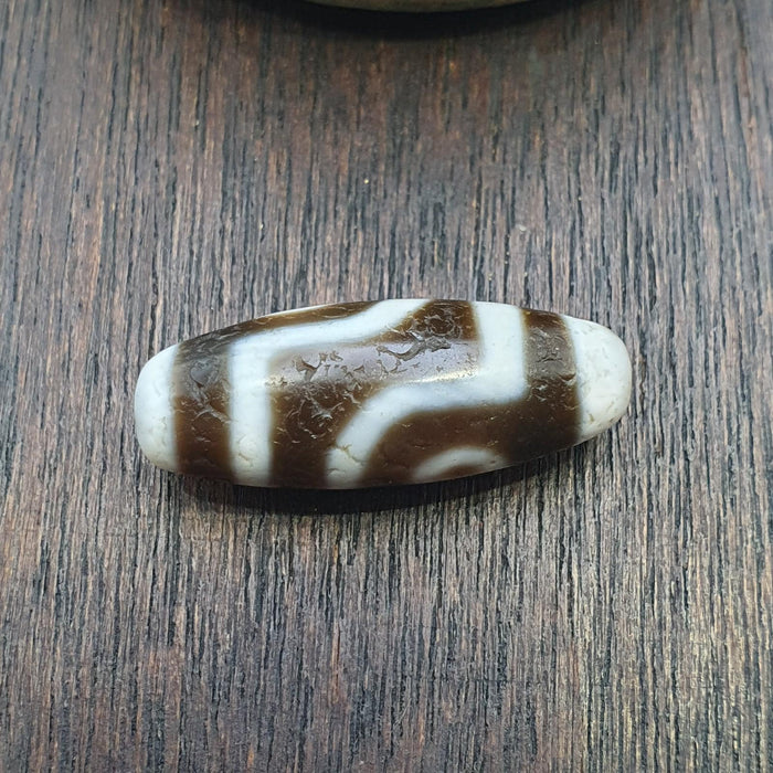 Vintage Old Himalayan Indo Tibetan Pure 2 Eyes Dzi Amulet Pendant Bead