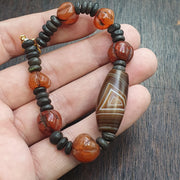 Old natural eye agate soleimani carnelian beads beaded bracelet