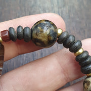 Old Natural Eye, Vintage South Asian Beaded Bracelet | Agate Stones & Pumtek Beads | Multicolored Ethnic Style