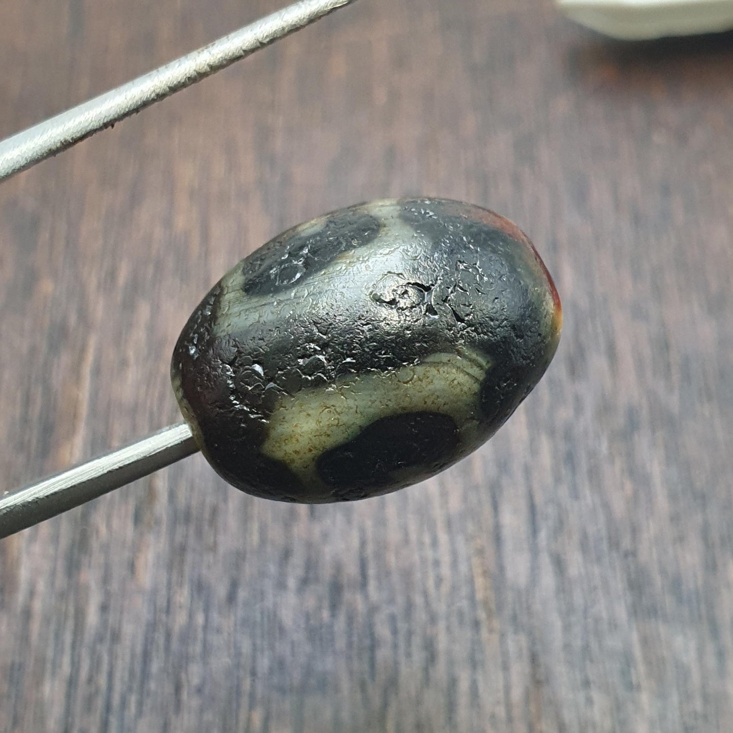 Old tibetan unique pattern eye agate stone dzi bead amulet #42