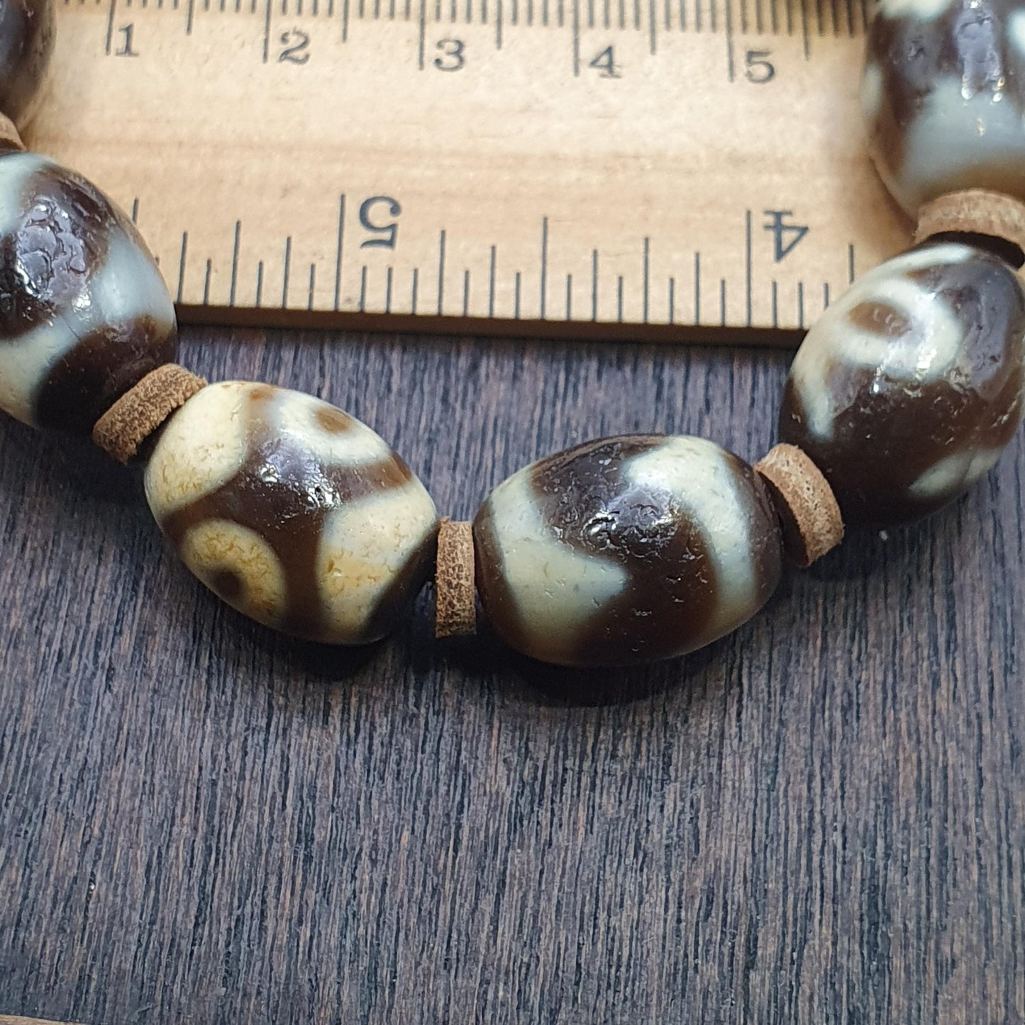 Tibetan hq agate dzi beads with eye & wave motifs spiritual bracelet mala