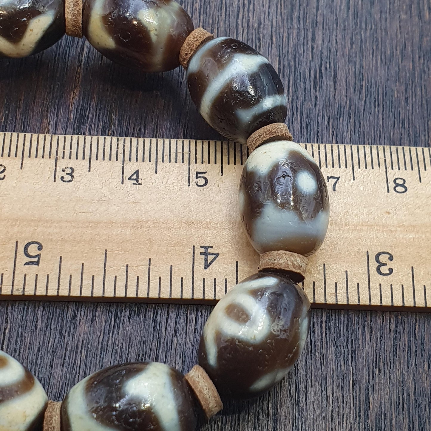 Tibetan hq agate dzi beads with eye & wave motifs spiritual bracelet mala
