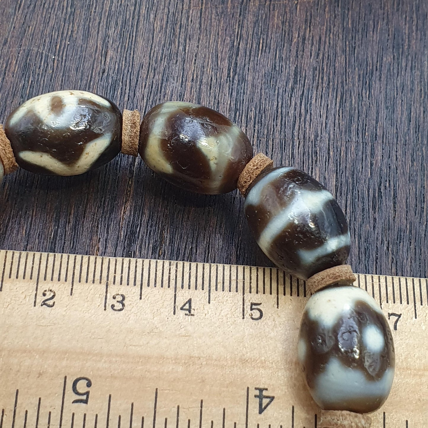 Tibetan hq agate dzi beads with eye & wave motifs spiritual bracelet mala