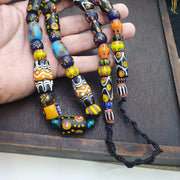 Vintage venetian african style skunk eyes and chevron beads beaded necklace #2
