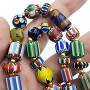 Vintage venetian african style skunk eyes and chevron beads beaded necklace #5