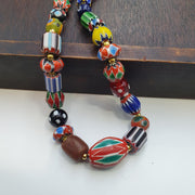 Vintage venetian african style skunk eyes and chevron beads beaded necklace #5