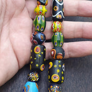 Vintage venetian african style skunk eyes and chevron beads beaded necklace #2