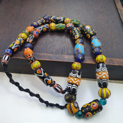 Vintage venetian african style skunk eyes and chevron beads beaded necklace #2
