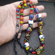 Vintage venetian style skunk eyes and chevron beads beaded necklace