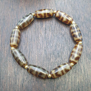 Lot 9 tibetan dogtooth pattern dzi beads old amulets agate beads bracelet