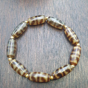 Lot 9 tibetan dogtooth pattern dzi beads old amulets agate beads bracelet