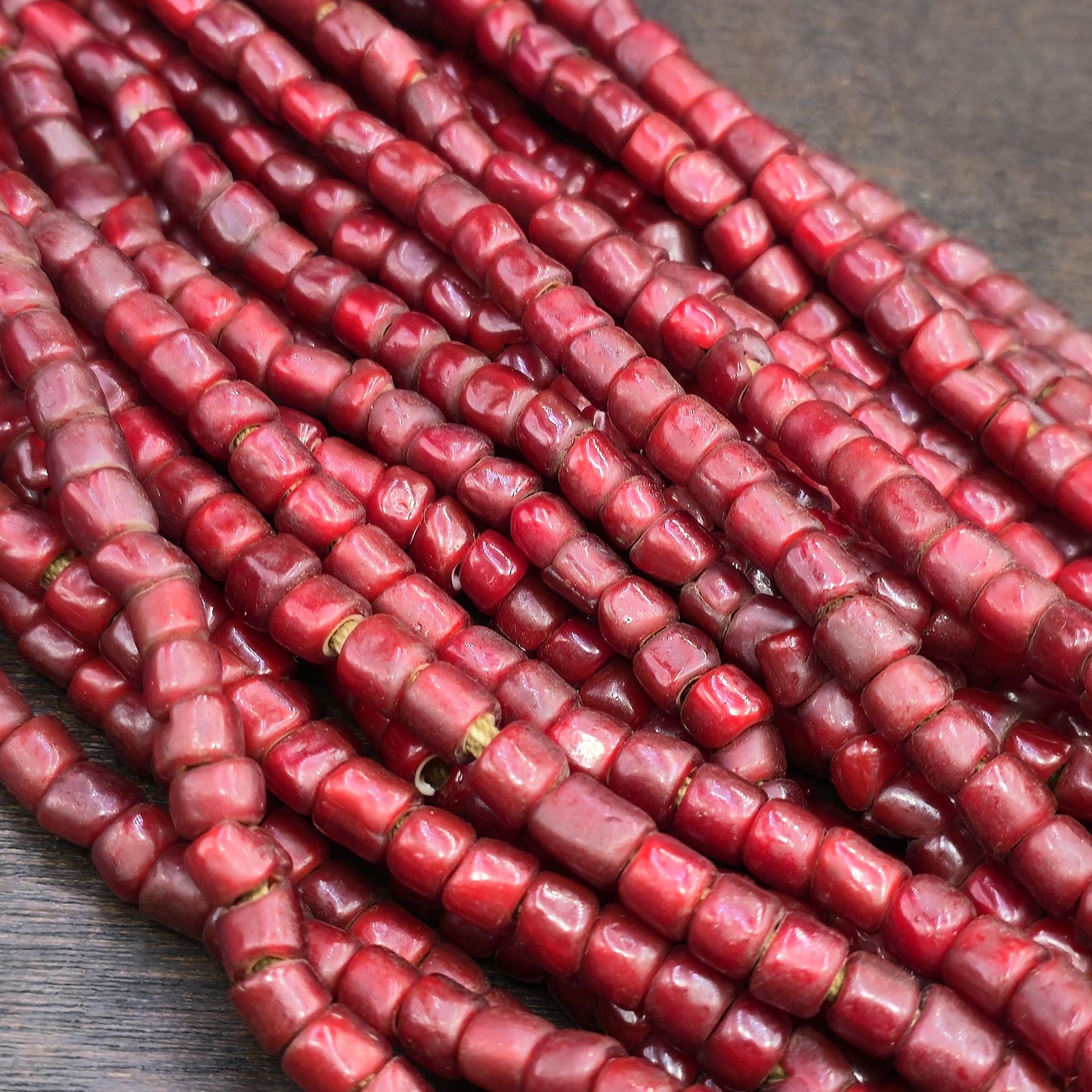 8-6.5 mm Antique Venetian White Heart Trade Beads 26" long strand