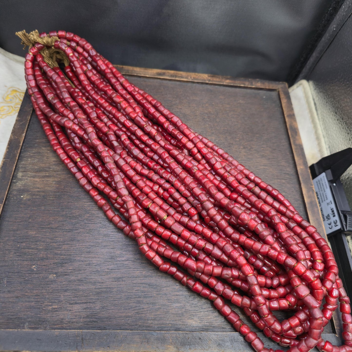 8-6.5 mm Antique Venetian White Heart Trade Beads 26" long strand