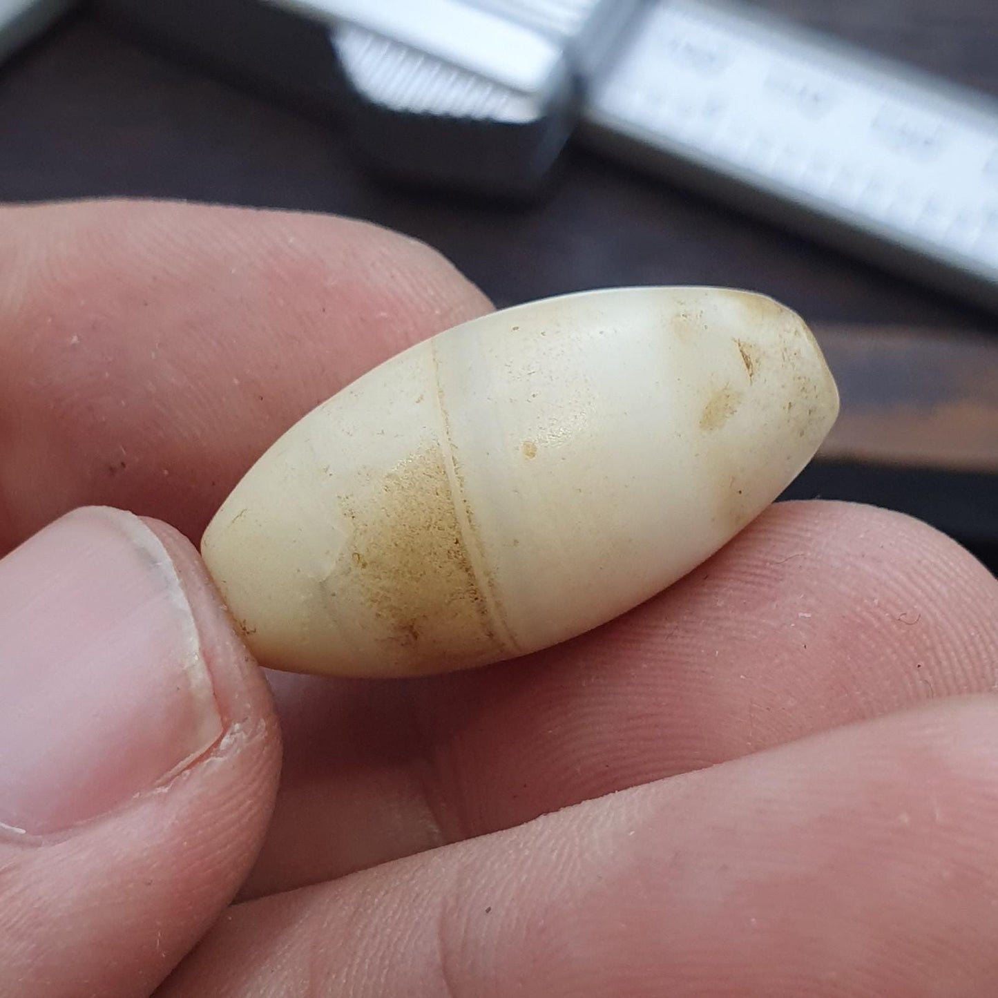 Antique ancient african yemeni agate stone bead amulet 27.4mm