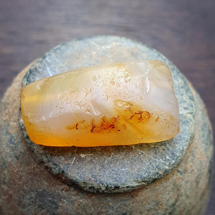 Antique ancient yemeni yellow agate stone bead amulet