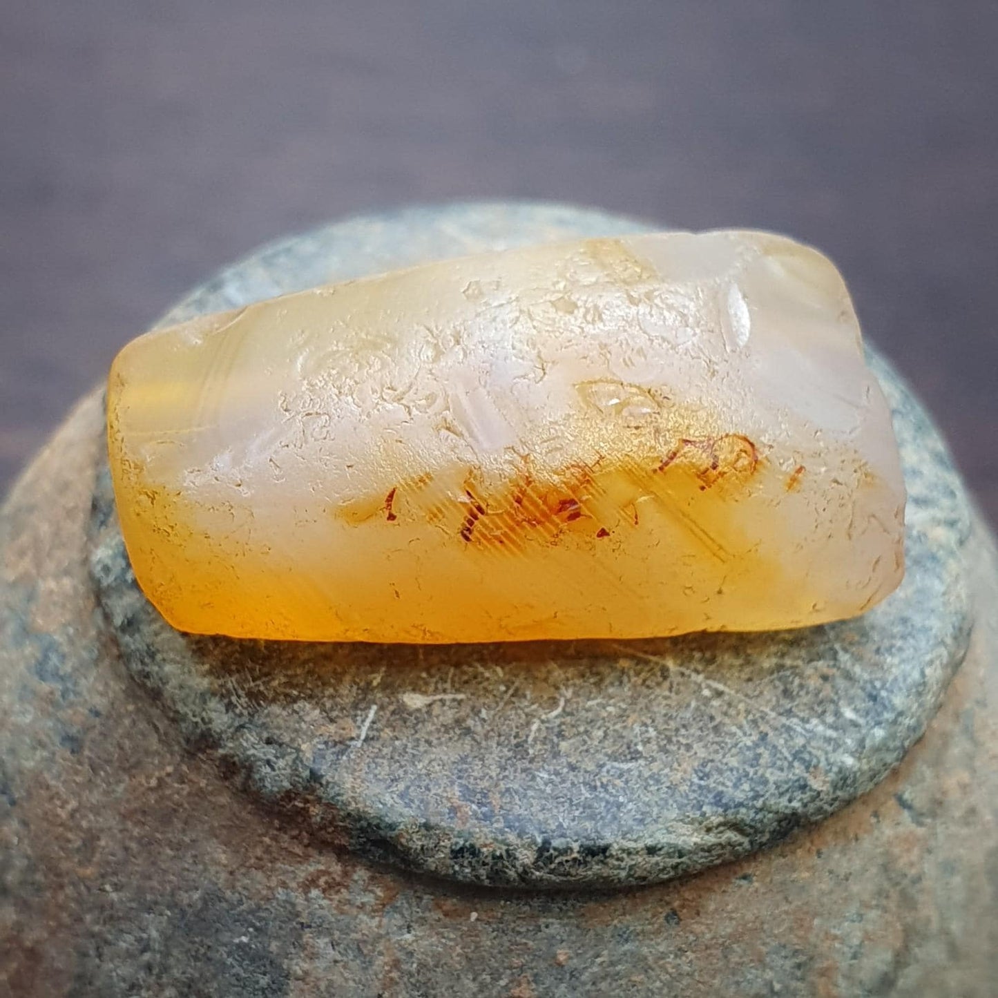 Antique ancient yemeni yellow agate stone bead amulet