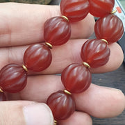 Rare old antique indo tibetan carnelian agate beads melon shape beads bracelet