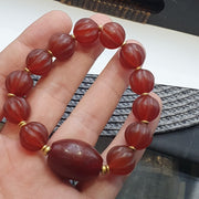 Rare old antique indo tibetan carnelian agate beads melon shape beads bracelet