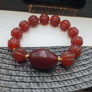 Rare old antique indo tibetan carnelian agate beads melon shape beads bracelet