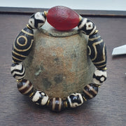 Beads For Necklace Tibetan Dzi Agate Bracelet, Red Pyu Pumtek Amulet - Handmade Spiritual Heirloom, Lot 12
