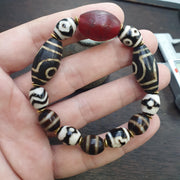 Beads For Necklace Tibetan Dzi Agate Bracelet, Red Pyu Pumtek Amulet - Handmade Spiritual Heirloom, Lot 12