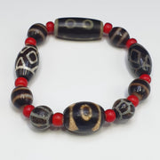 Old himalayan tibetan agate dzi beads unique pattern pyu pumtek bracelet