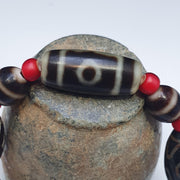 Old himalayan tibetan agate dzi beads unique pattern pyu pumtek bracelet
