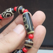 Old himalayan tibetan agate dzi beads unique pattern pyu pumtek bracelet