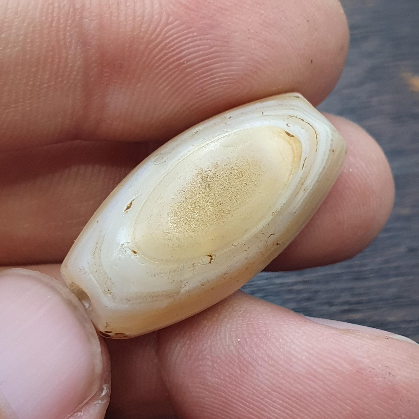 Antique ancient african yemeni eyes agate white agate stone bead amulet