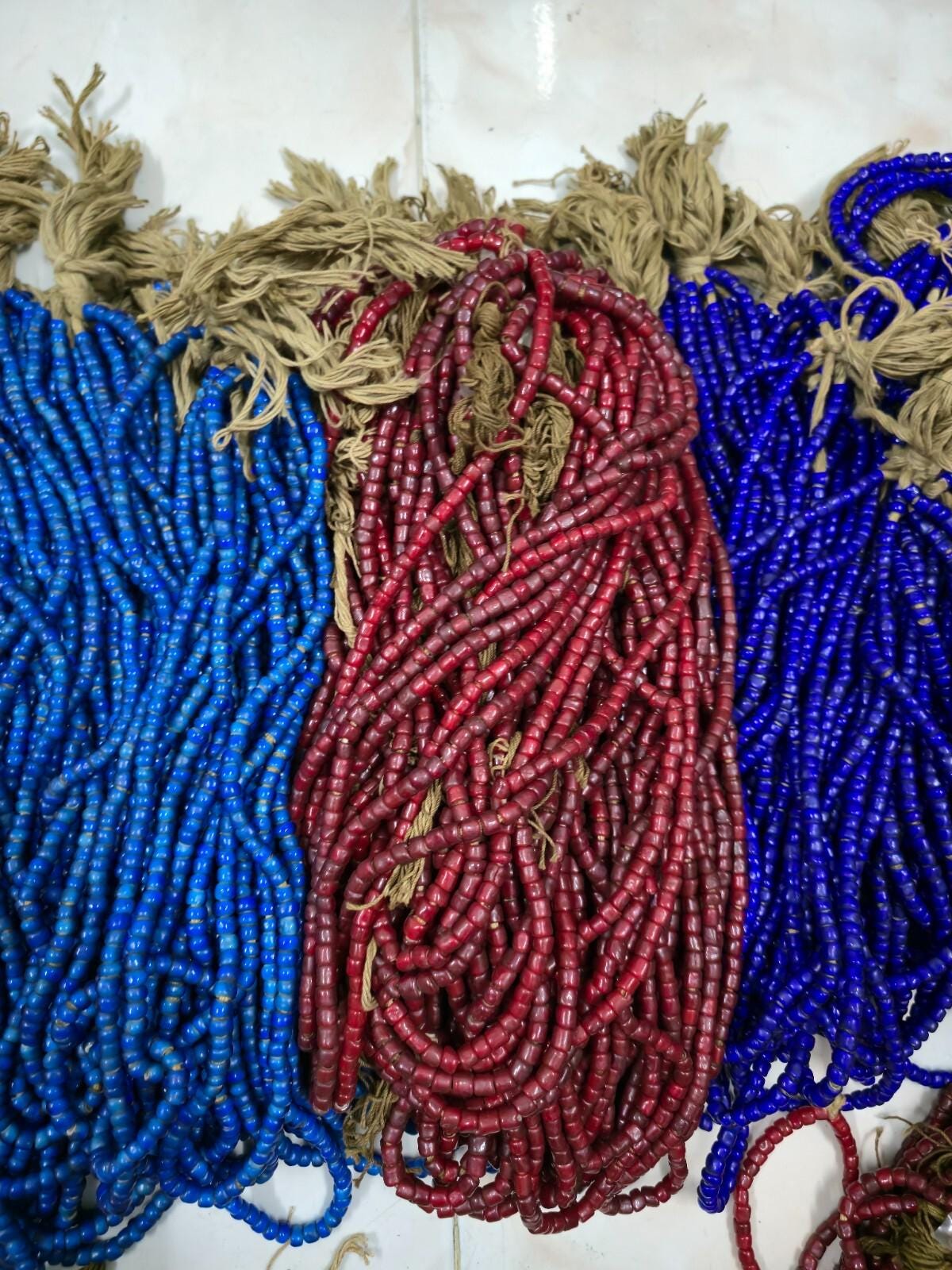 Antique trade beads venetian czech whiteheart  irregular shape strand 7mm-8mm