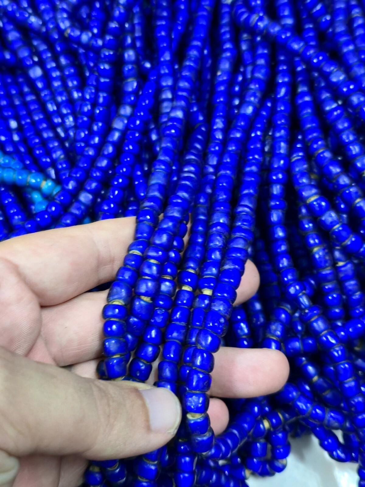Antique trade beads venetian czech whiteheart  irregular shape strand 7mm-8mm