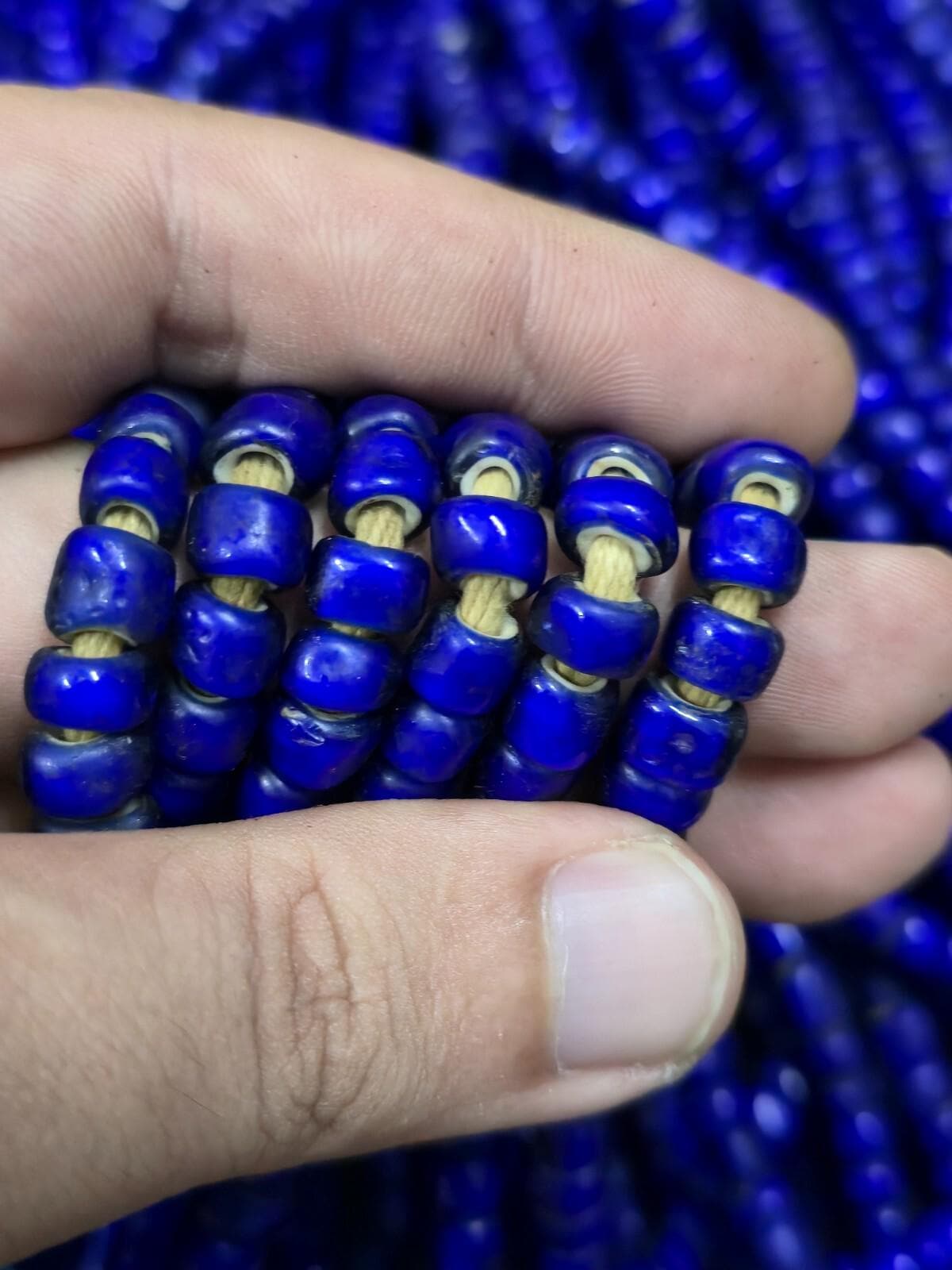 Antique trade beads venetian czech whiteheart  irregular shape strand 7mm-8mm