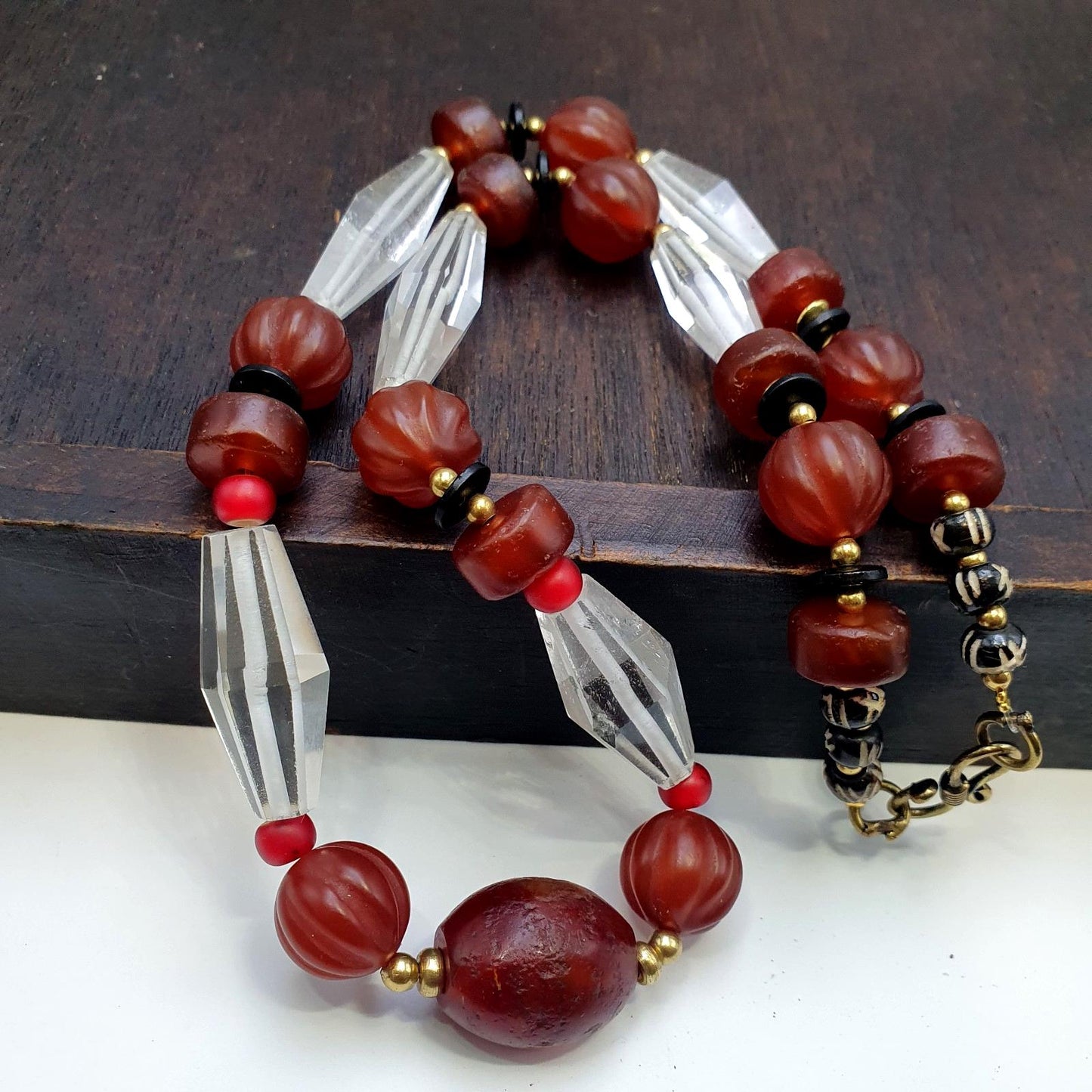 Himalayan indo tibetan agate carnelian himalayan crystal quartz  amulet necklace