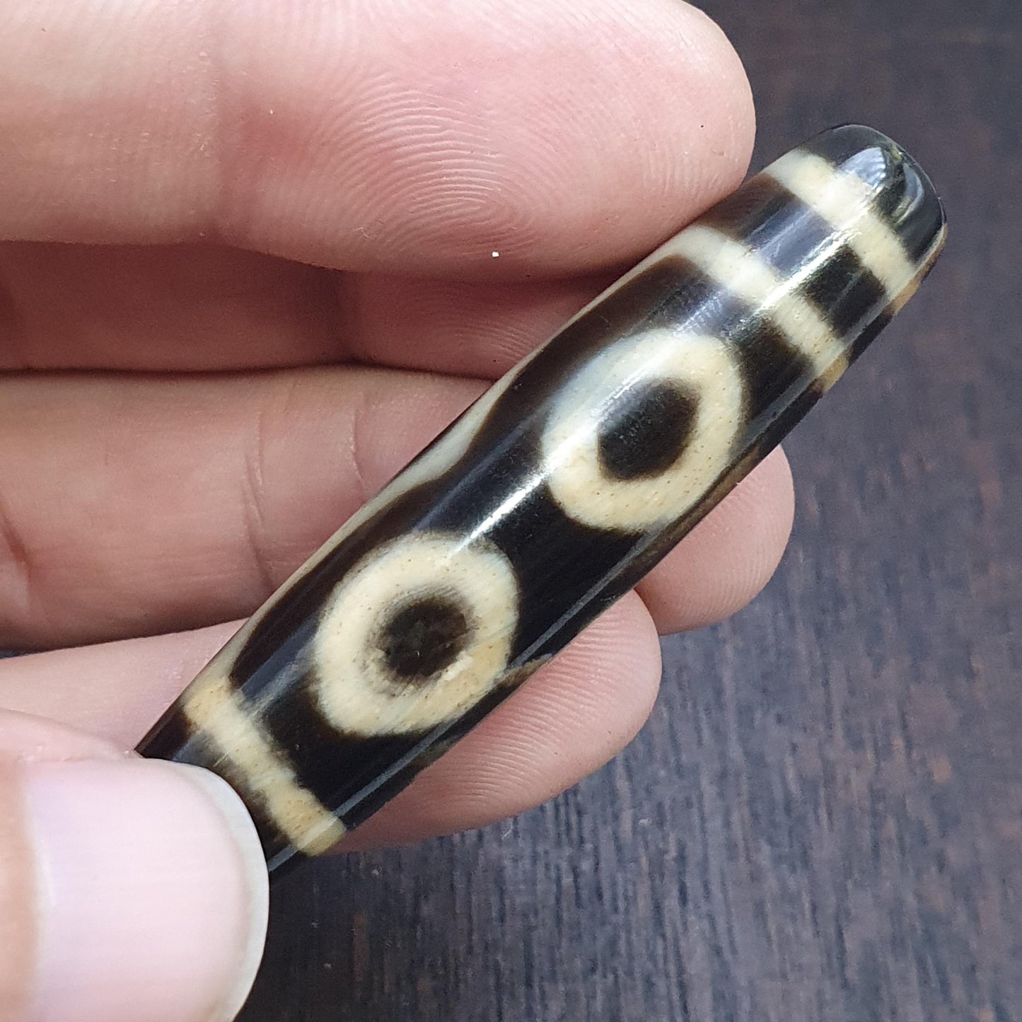 3 eyes unique pattern himalayan tibetan agate dzi bead amulet lucky charm bead
