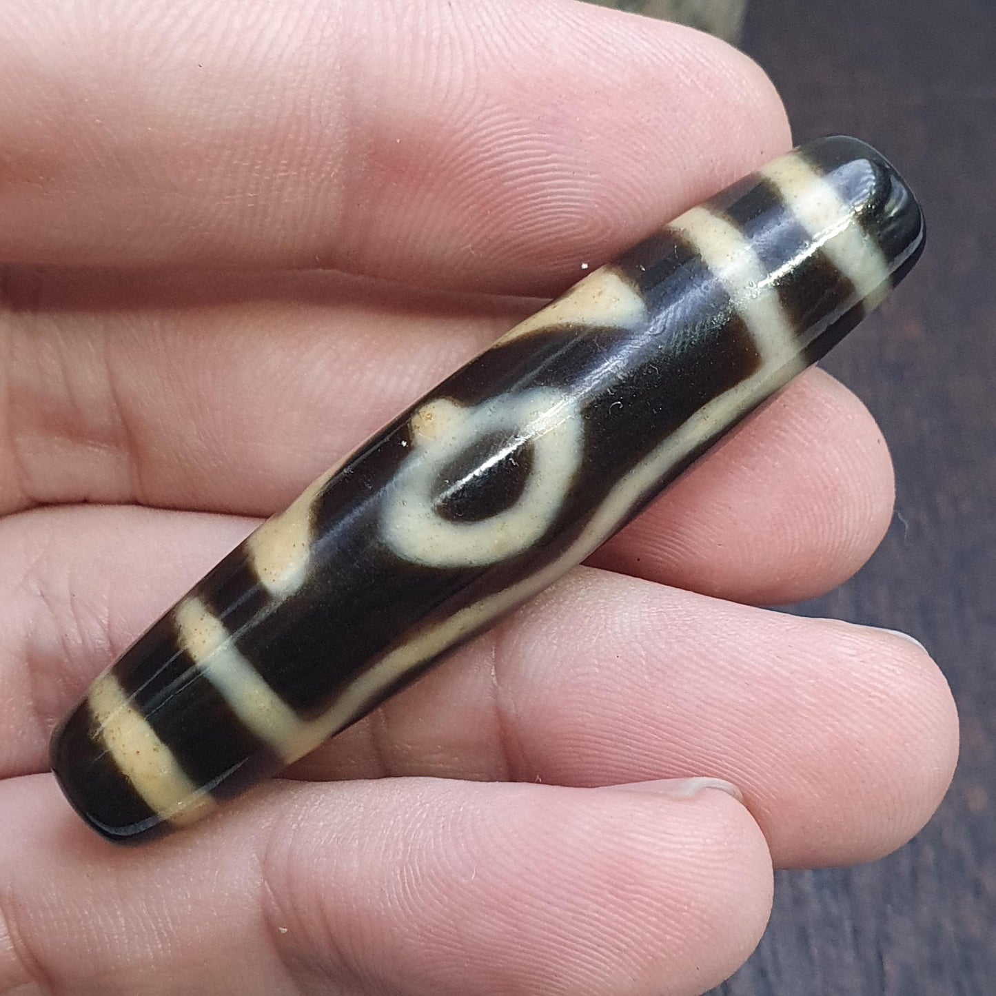 3 eyes unique pattern himalayan tibetan agate dzi bead amulet lucky charm bead