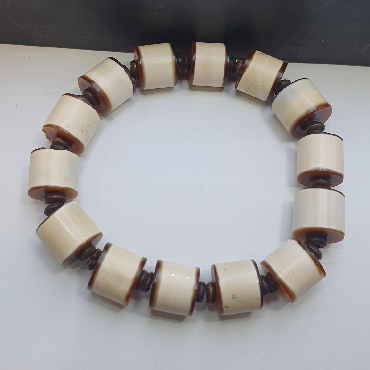 Antique Old Dzi, Yemeni Banded Bracelet, Etched Agate Beads | Tibetan Talisman, Meditation Amulet