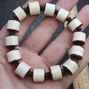 Antique Old Dzi, Yemeni Banded Bracelet, Etched Agate Beads | Tibetan Talisman, Meditation Amulet