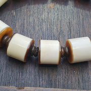 Antique Old Dzi, Yemeni Banded Bracelet, Etched Agate Beads | Tibetan Talisman, Meditation Amulet