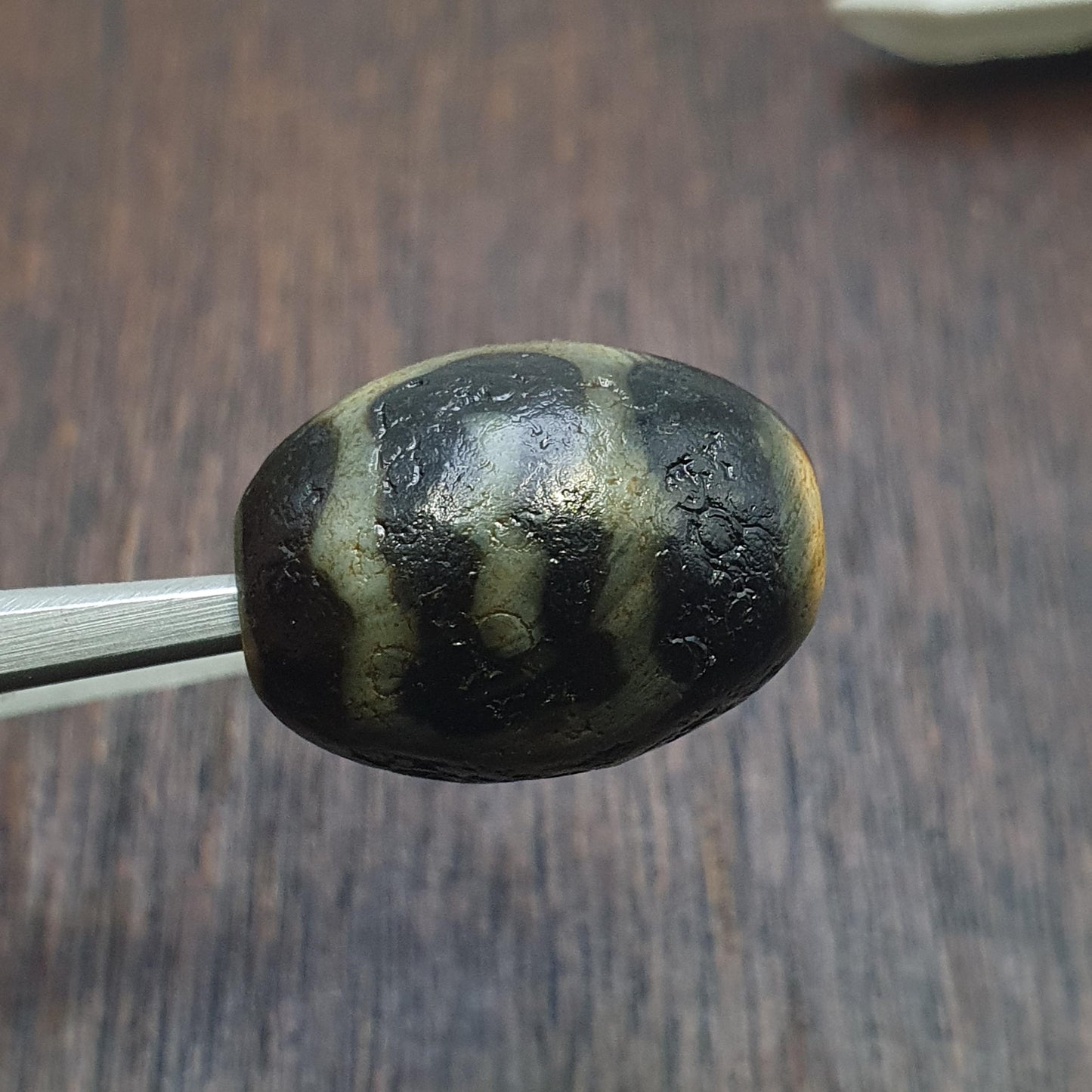 Old tibetan unique pattern eye agate stone dzi bead amulet #42