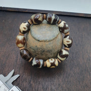 Tibetan hq agate dzi beads with eye & wave motifs spiritual bracelet mala