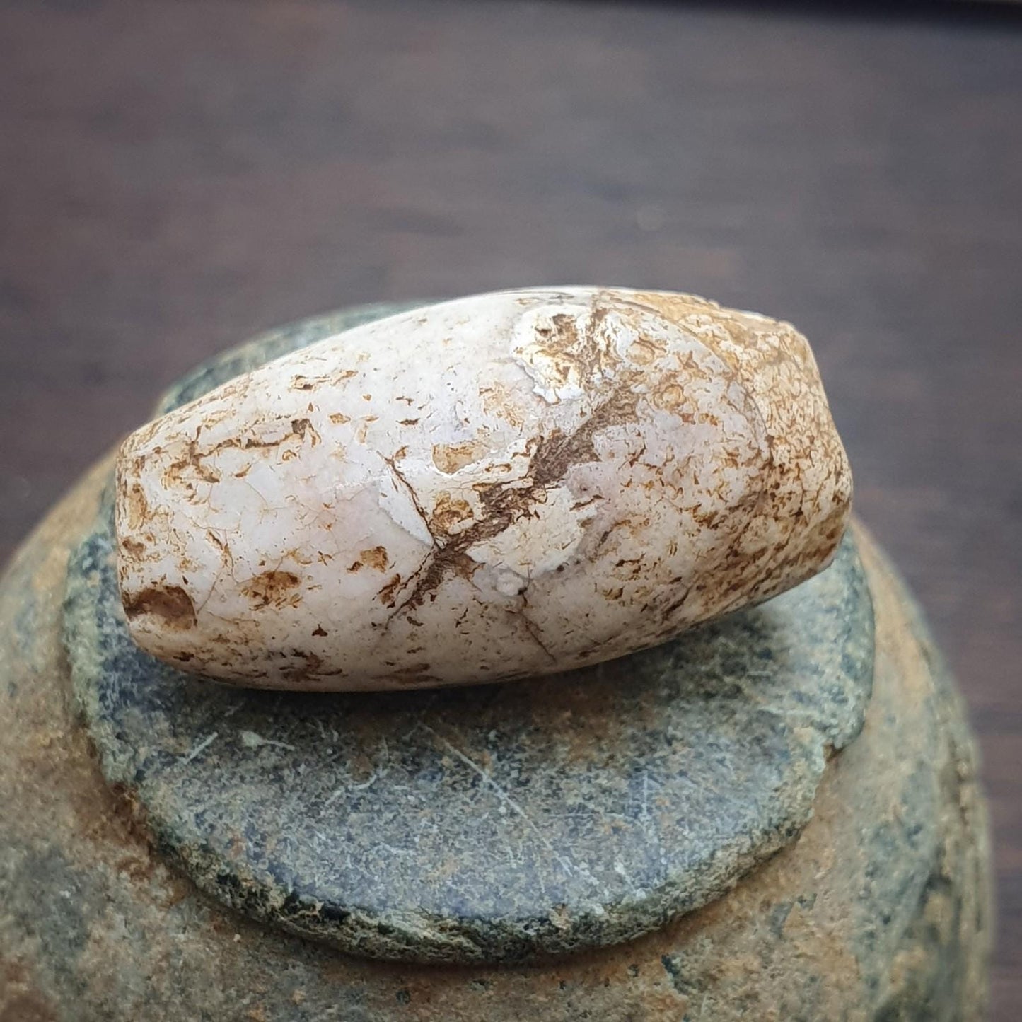 Antique ancient african yemeni agate stone bead amulet 28.8mm