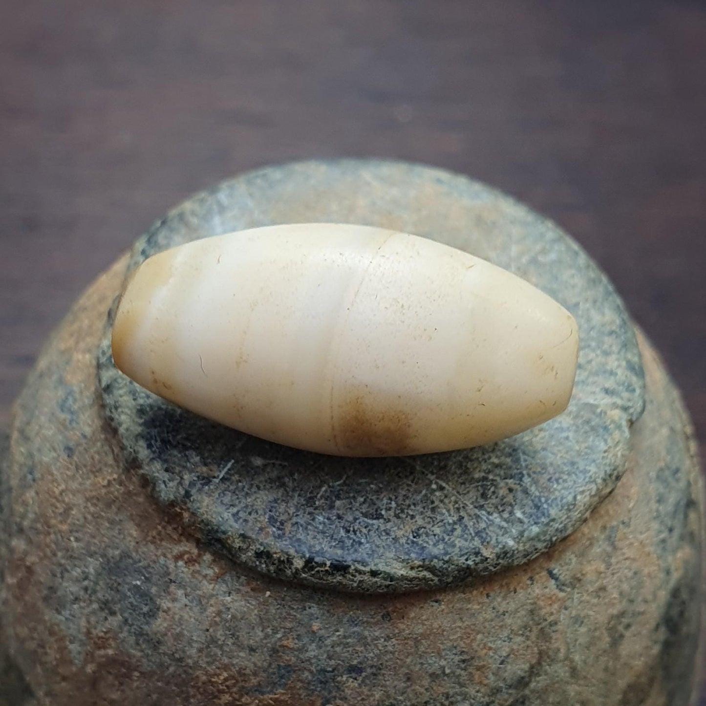 Antique ancient african yemeni agate stone bead amulet 27.4mm