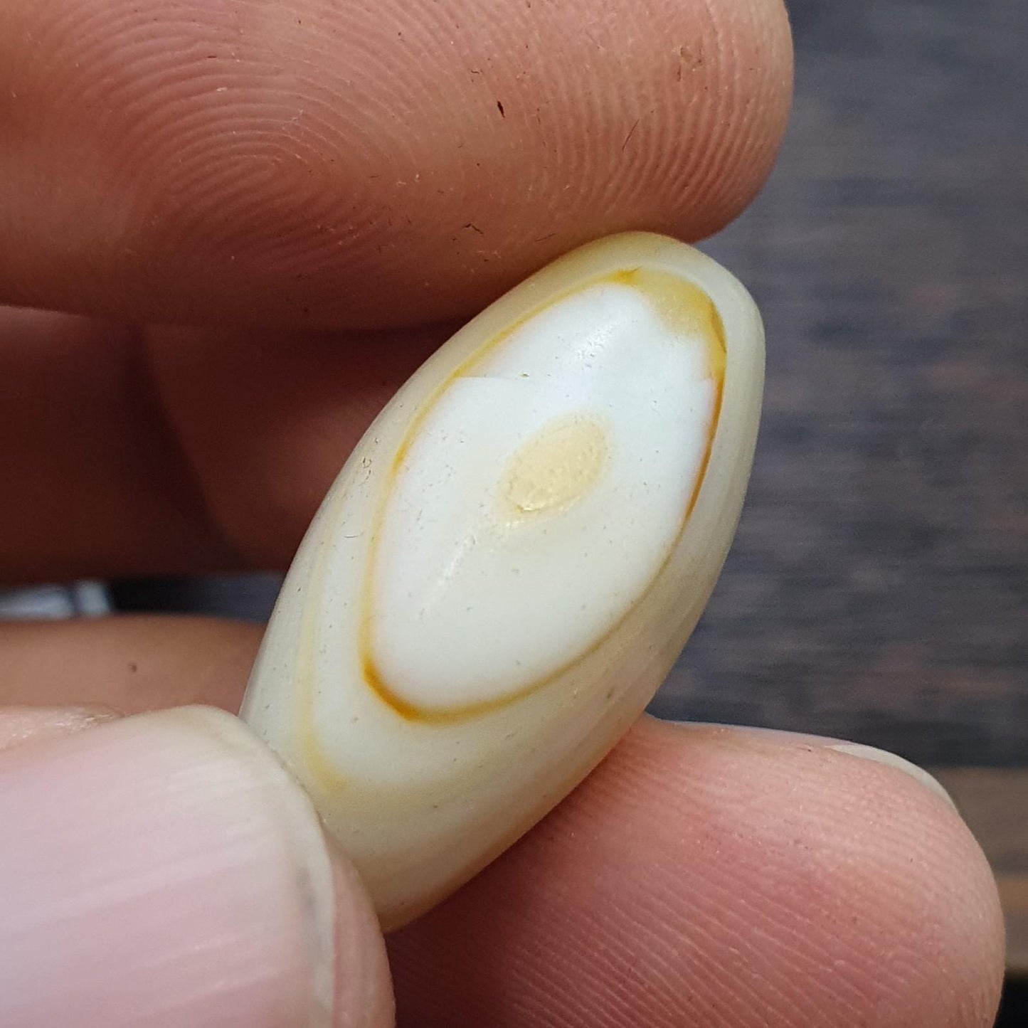 Antique ancient yemeni eyes agate white agate stone bead amulet