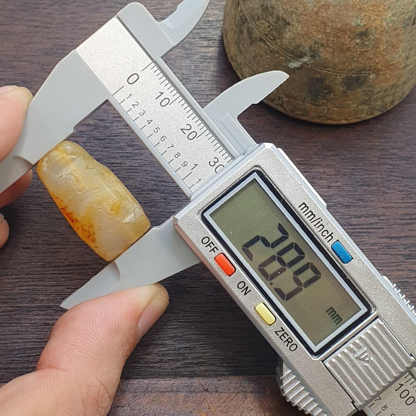 Antique ancient yemeni yellow agate stone bead amulet