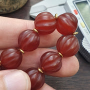 Rare old antique indo tibetan carnelian agate beads melon shape beads bracelet