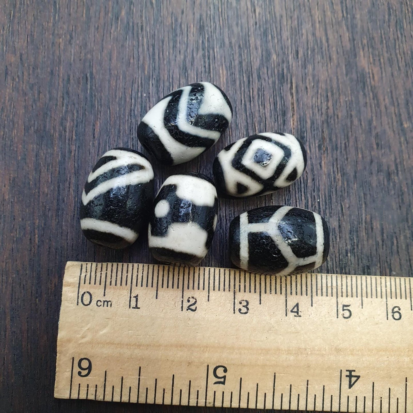 Lot 5 tibetan dzi bead old amulet agate vintage tibet pendant necklace