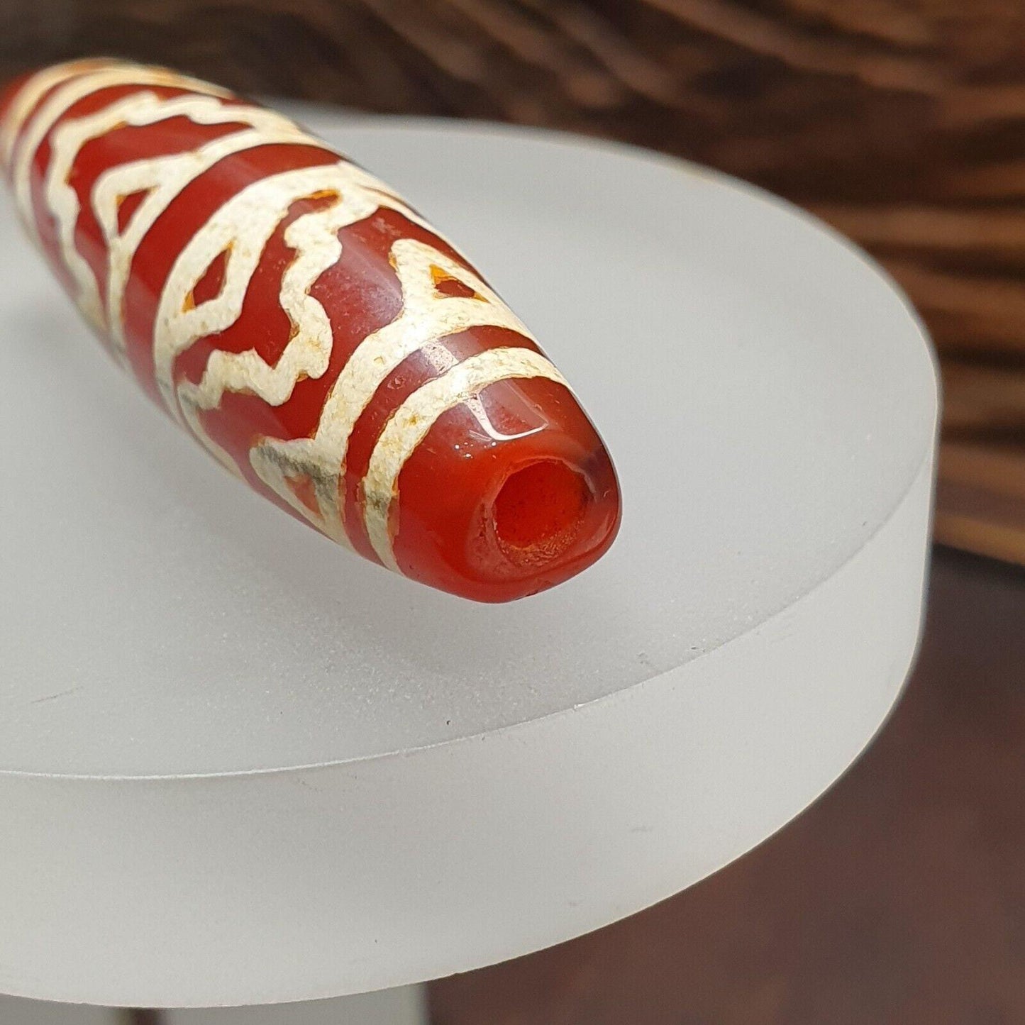 Antique tibetan nepalese red etched agate bead decorated carnelian beads etc-2
