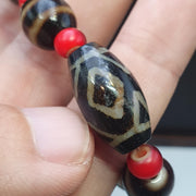 Old himalayan tibetan agate dzi beads unique pattern pyu pumtek bracelet