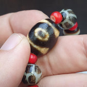 Old himalayan tibetan agate dzi beads unique pattern pyu pumtek bracelet